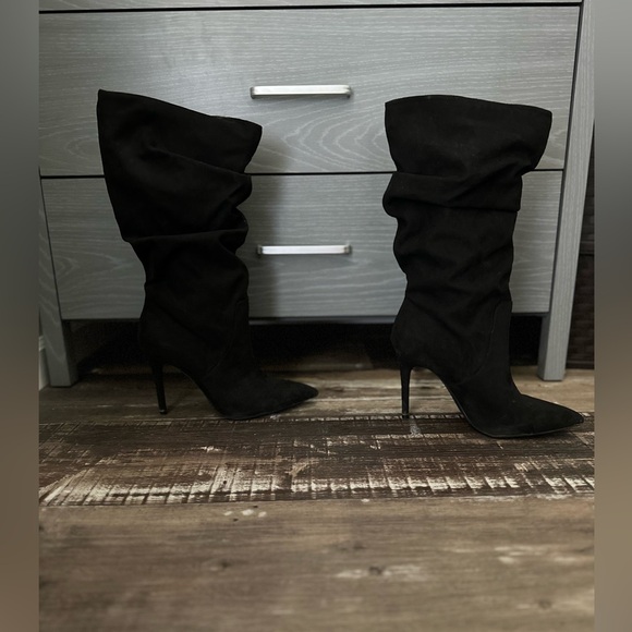 Jessica Simpson”Layla” Pull On Mid-Knee Slouched Pointy Stiletto High Heel Boots - Picture 2 of 5